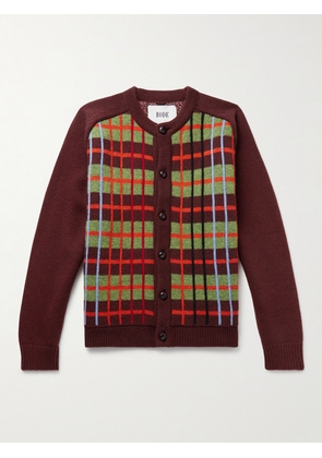 BODE - Checked Jacquard-Knit Merino Wool Cardigan - Men - Brown - XL/XXL