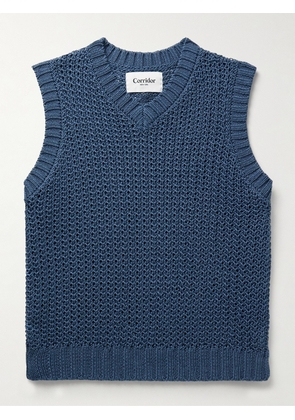 Corridor - Open-Knit Cotton Sweater Vest - Men - Blue - S