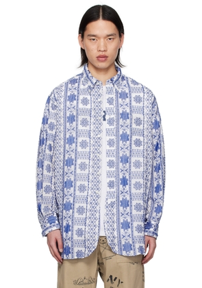 Engineered Garments Blue & White Embroidered Shirt