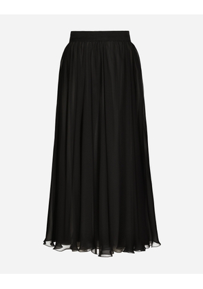 Dolce & Gabbana High-waisted Chiffon Circle Skirt - Woman Skirts Black Silk 40