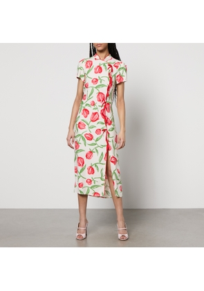 Kitri Leia Floral-Print Satin-Crepe Midi Dress - UK 12