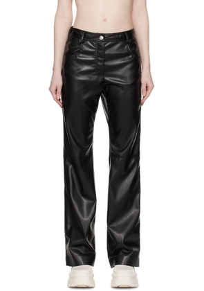 MSGM Black Paneled Faux-Leather Trousers
