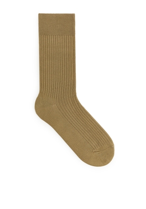 Supima Cotton Rib Socks - Beige