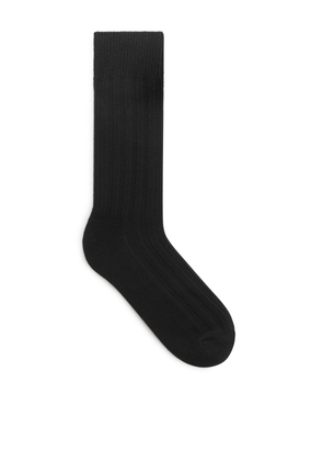 Ribbed Merino Boot Socks - Black