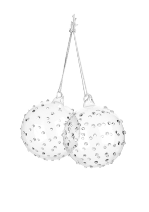 Textured Glass Baubles Set of 2 - White