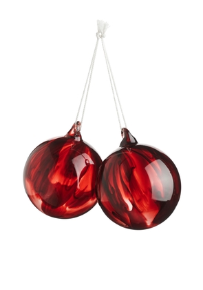 Painted Glass Baubles Set of 2 - Red