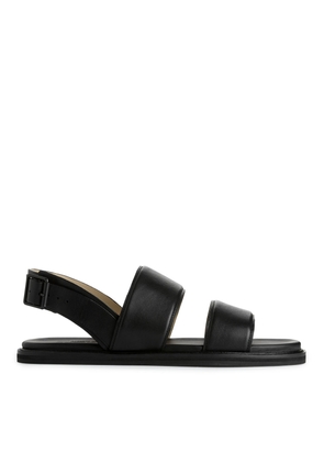 Buckle Leather Sandals - Black