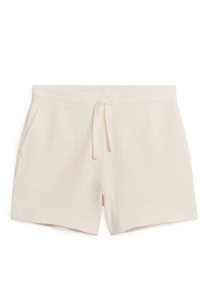 Waffle-Knit Cotton Shorts - White