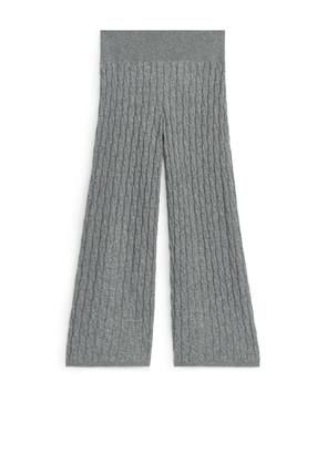 Cashmere Cable-Knit Trousers - Grey
