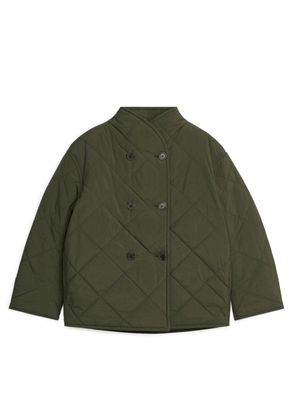 Quilted Shawl-Collar Jacket - Green