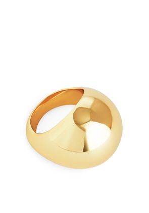 Gold-Plated Chunky Sphere Ring - Brown