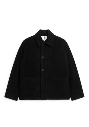 Boxy Wool-Blend Jacket - Black