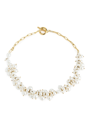 Gold-Plated Pearl Necklace - Gold