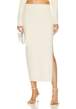 SIMKHAI Verina Midi Pencil Skirt With Slit in Natural White - Cream. Size XS (also in L).