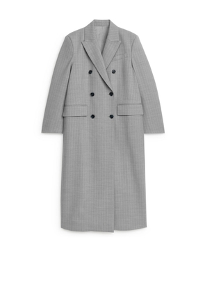 Tailored Pinstripe Coat - Grey