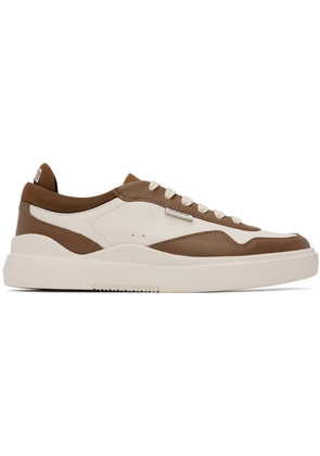 Hugo Off-White & Brown Leather Lace-Up Sneakers