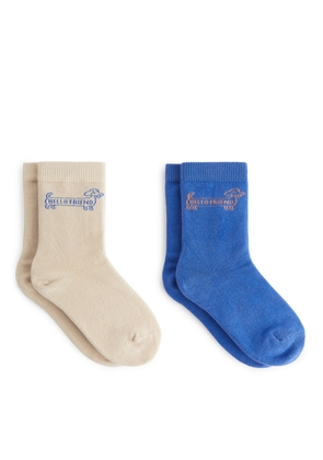 Cotton Socks, 2 Pairs - Blue