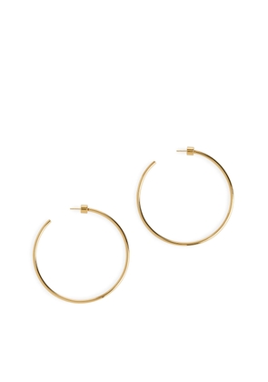 Gold-Plated Hoop Earrings - Brown