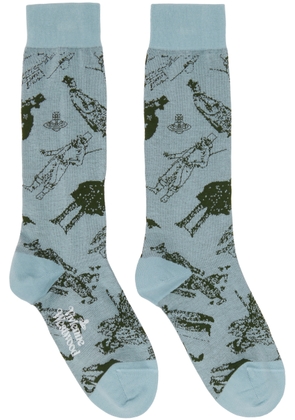 Vivienne Westwood Blue Evolution of Man Socks