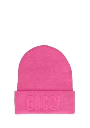 Embroidered Wool Knit Beanie