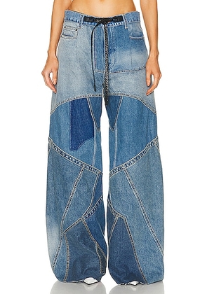 TOM FORD Vintage Patchwork Wide Leg in Combo Blue Shades - Blue. Size 26 (also in 25).