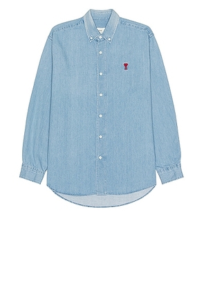 ami Denim Shirt in Used Blue - Blue. Size M (also in L).