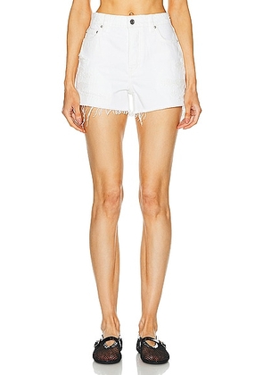 GRLFRND Eliana High Rise Cut Off in White Rip - White. Size 24 (also in 23, 25, 26, 27, 28, 29, 30, 31, 32).