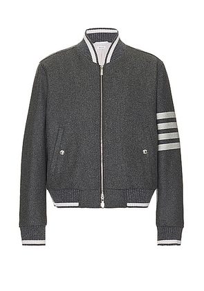 Thom Browne 4 Bar Knit Rib Blouson Jacket in MED GREY - Grey. Size 1 (also in 2, 3, 4).