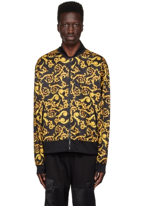 Versace Jeans Couture Black & Gold Sketch Baroque Bomber Jacket