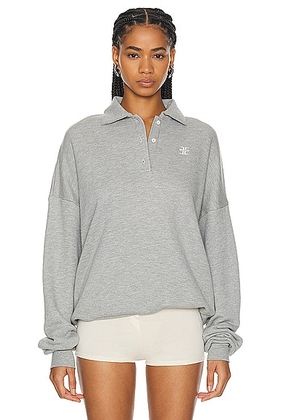 Eterne Oversized Polo Sweatshirt in Heather Grey - Grey. Size L (also in M, S).