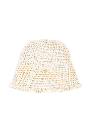 Lele Sadoughi Open Weave Bucket Hat in Natural - Nude. Size all.