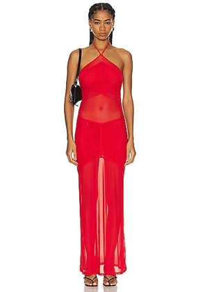 Miaou Serena Dress in Scarlet - Red. Size L (also in M, S, XS).