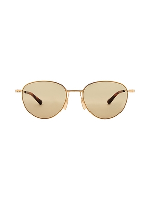 Bottega Veneta Thin Triangle Round Sunglasses in Metallic Gold.