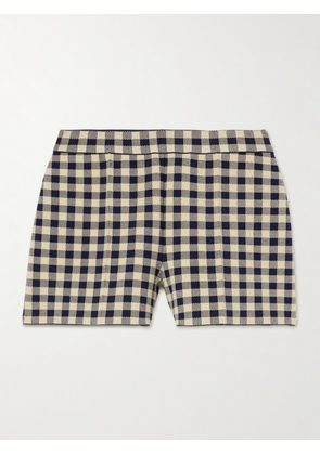 HIGH SPORT - Checked Cotton-blend Jacquard Shorts - Blue - x small,small,medium,large,x large