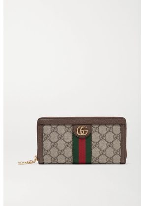 Gucci - Ophidia Textured Leather-trimmed Printed Coated-canvas Continental Wallet - Neutrals - One size