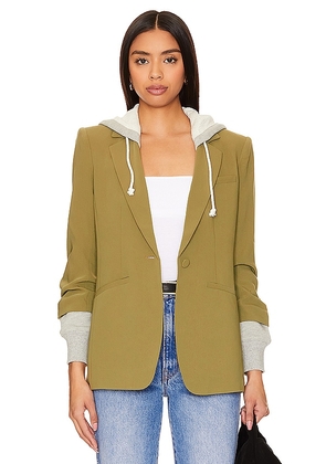 Cinq a Sept Khloe Hooded Jacket in Olive. Size 6.