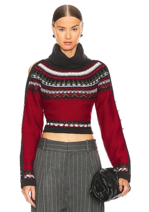 Monse Cropped Sweater in Red. Size XS.