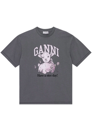 GANNI graphic-print organic-cotton blend T-shirt - Black