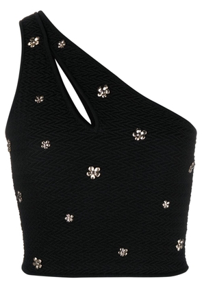 SANDRO floral-embellishment one-shoulder tank top - Black