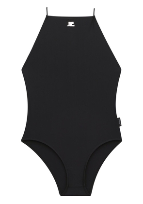 Courrèges logo-patch detail swimsuit - Black