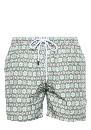 Barba geometric-print swim shorts - Green