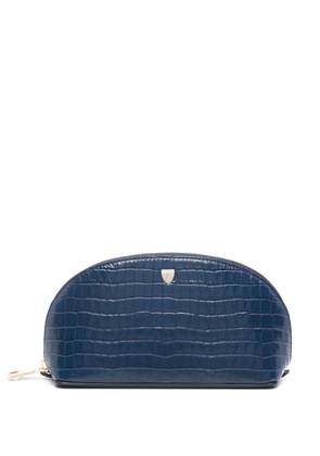 Aspinal Of London small croc-embossed make-up bag - Blue