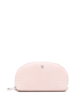 Aspinal Of London small croc-embossed make-up bag - Pink