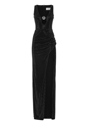 Philipp Plein cut-out draped long dress - Black