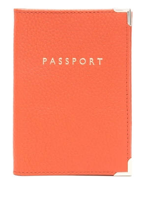 Aspinal Of London grained leather passport holder - Orange