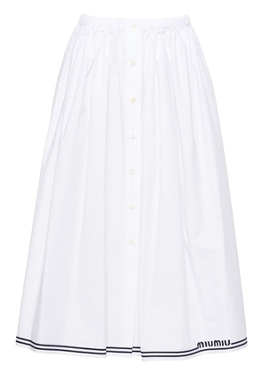 Miu Miu poplin pleated midi skirt - White