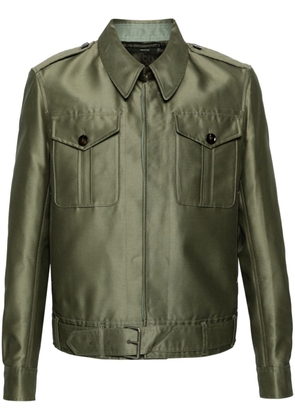 TOM FORD belted wool-blend military jacket - Green