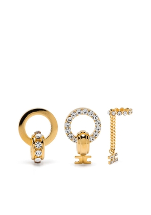 Elisabetta Franchi crystal-embellished earrings (set of three) - Gold