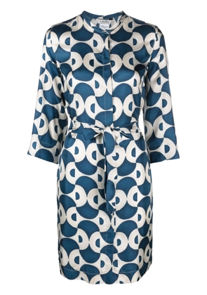 'S Max Mara Timek geometric-pattern silk kaftan dress - Blue