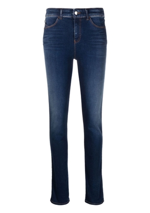Emporio Armani logo-embroidered high-rise skinny jeans - Blue